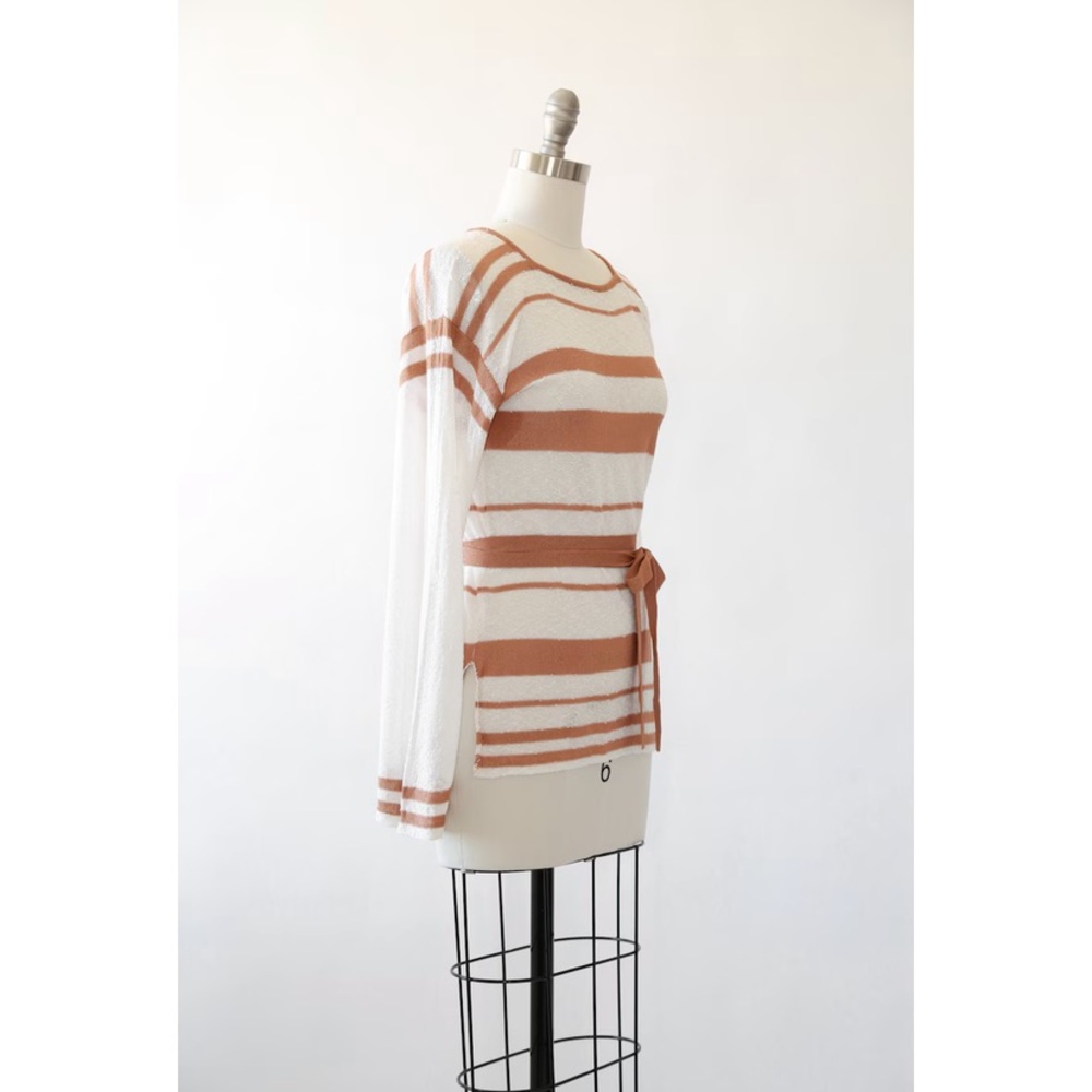 Vintage 70s Saks Fifth Avenue striped knit top | crochet knit sweater - Picture 6 of 8